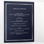 ブルーフローラシルバー写真三重の葬儀プログラム 三つ折り案内状 (内部最初)