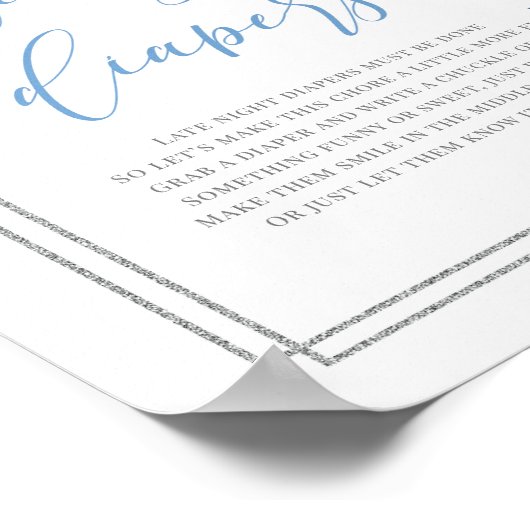 ブルーフローラシルバーboho深夜おむつサイン ポスター (角)