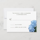 ブルーフローラシンプルRSVPアジサイ白い返信 出欠カード (正面)