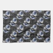 ブルーフローラスカルシリーズデザイン1 キッチンタオル (横)