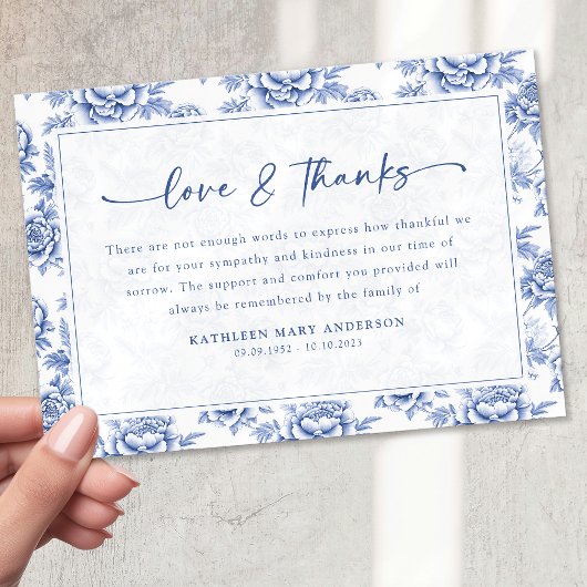 ブルーフローラスクリプト葬儀 サンキューカード