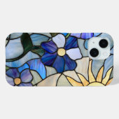 ブルーフローラステンドグラスサンアート庭園愛好家 Case-Mate iPhoneケース (裏面 (横))