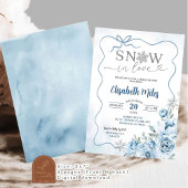 ブルーフローラスノーインラブウィンターブライダルシャワー 招待状