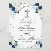 ブルーフローラスペインのバウティゾインビタシオン 招待状 (正面/裏面)