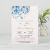 ブルーフローラスペインのバプテスマ招待状 招待状 (スタンド正面)