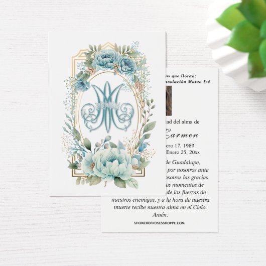 ブルーフローラスペインの葬儀祈りの言葉 (デスク)