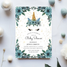 ブルーフローラスリーピーユニコーンバーチャルベビーシャワー