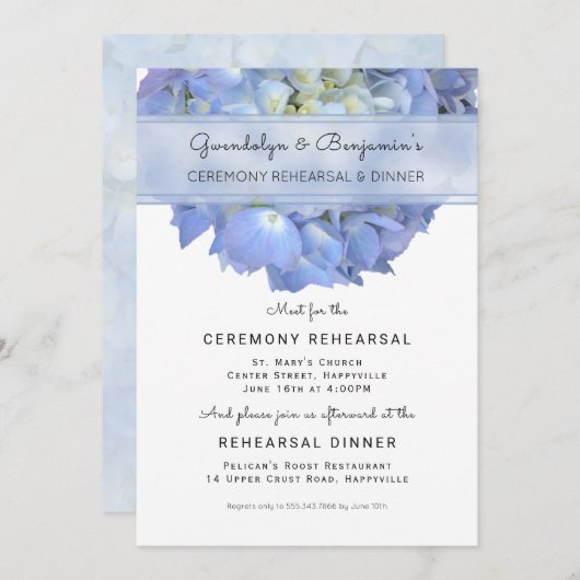 ブルーフローラセレモニーリハーサルディナー招待状 招待状 (正面/裏面)