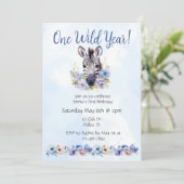 ブルーフローラゼブラ誕生日 招待状 (スタンド正面)