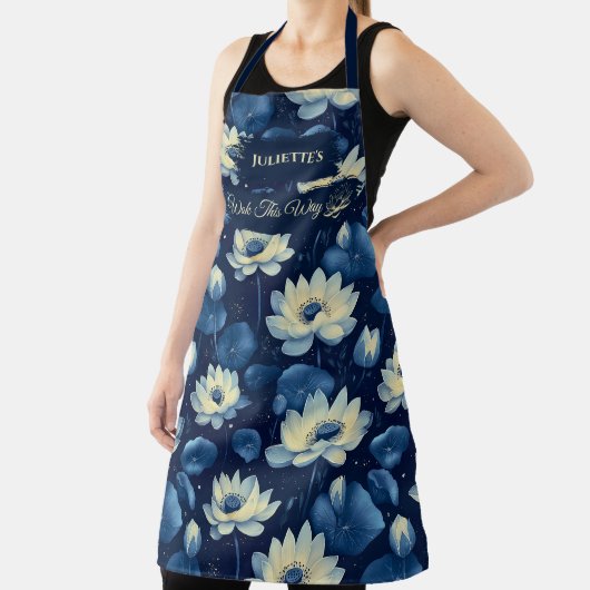 ブルーフローラゼン抽象芸術キッチンウェアセレニティ エプロン (インサイチュ)