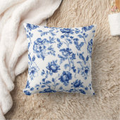 ブルーフローラソフトヴィンテージスタイル植物学 クッション (ブランケット)