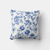 ブルーフローラソフトヴィンテージスタイル植物学 クッション (正面)