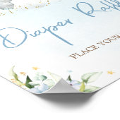 ブルーフローラゾウ赤ちゃんシャワーおむつラッフル ポスター (角)