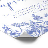 ブルーフローラタイムカプセルブライダルシャワーゲームサイン ポスター (角)