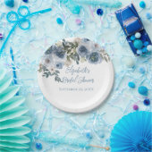 ブルーフローラダスティブルーウォーターブライダルシャワー ペーパープレート (パーティー)