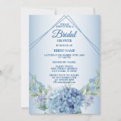 ブルーフローラダスティヴィンテージブライダルシャワーパーティー 招待状 (正面)