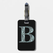 ブルーフローラダマスクプリントBモノグラムイニシャル ラゲッジタグ (裏面縦)