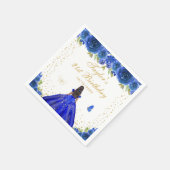 ブルーフローラダークスキンプリンセスバースデーパーティー スタンダードカクテルナプキン (角)