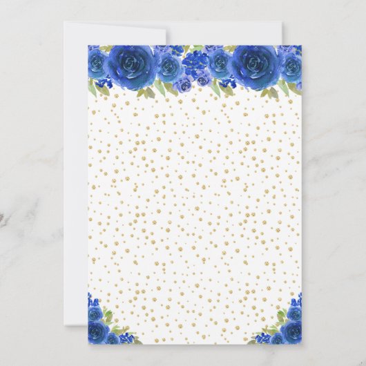 ブルーフローラダークスキンプリンセスバースデーパーティー 招待状 (裏面)