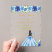 ブルーフローラダークスキンプリンセスSweet sixteen アクリル招待状 (インサイチュ (ポータブル))