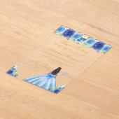 ブルーフローラダークスキンプリンセスSweet sixteen アクリル招待状 (レイダウン)