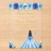 ブルーフローラダークスキンプリンセスSweet sixteen アクリル招待状 (正面)