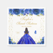 ブルーフローラダークスキンプリンセスSweet sixteen スタンダードカクテルナプキン (正面)