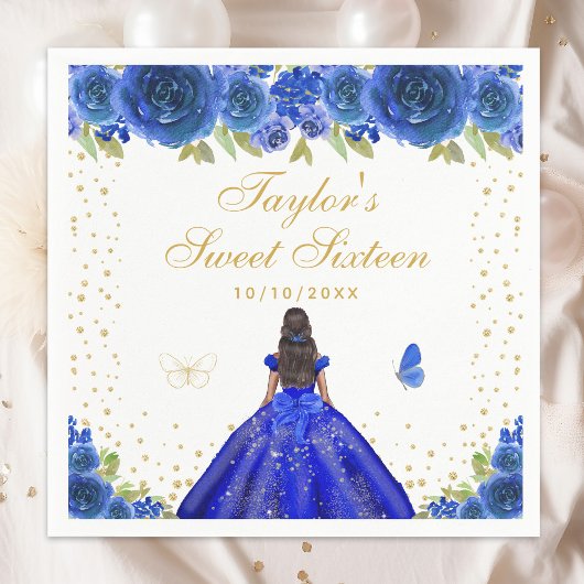 ブルーフローラダークスキンプリンセスSweet sixteen スタンダードカクテルナプキン