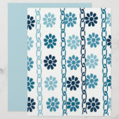 ブルーフローラチェーンスクラップブック紙 (正面/裏面)