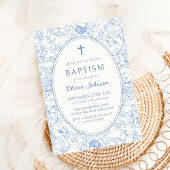 ブルーフローラチノイスリーバプテスマ招待状 招待状