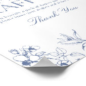 ブルーフローラチノイスリーベビーシャワーおむつラッフル ポスター (角)