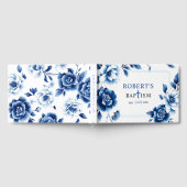 ブルーフローラチノワスリーとトリプル縁どバプティス ゲストブック (全面)