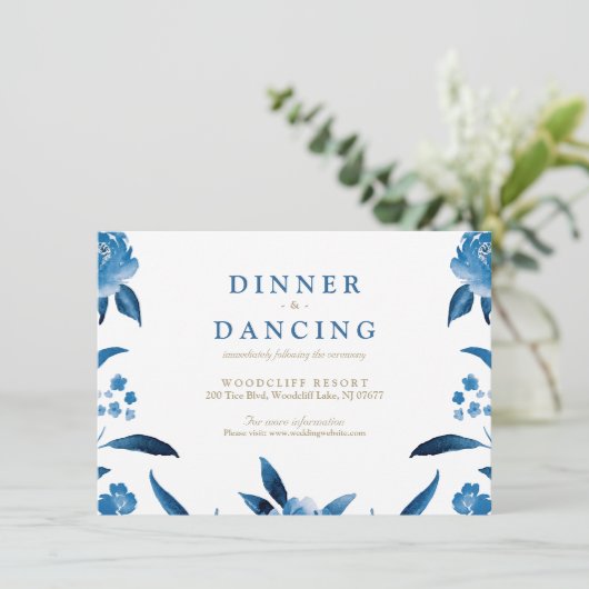 ブルーフローラチノワセリーウェディングレセプション エンクロージャーカード (スタンド正面)