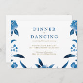 ブルーフローラチノワセリーウェディングレセプション エンクロージャーカード (正面/裏面)