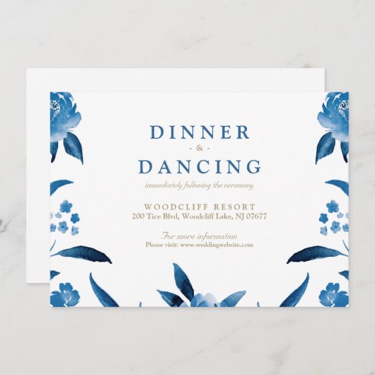 ブルーフローラチノワセリーウェディングレセプション エンクロージャーカード (正面/裏面)