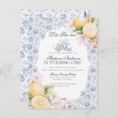 ブルーフローラチノワセリーティートイレ誕生日パルティー ポストカード (正面/裏面)