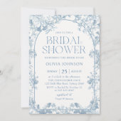 ブルーフローラチノワセリーブライダルシャワー 招待状 (正面)