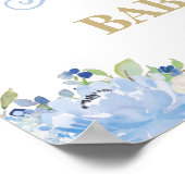 ブルーフローラツインボーイズ象ベビーシャワーウェルカム ポスター (角)