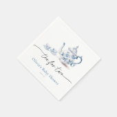 ブルーフローラティーパーティーツインベビーシャワー スタンダードカクテルナプキン (角)