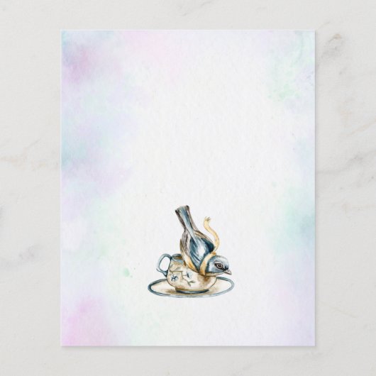 ブルーフローラティーパーティーブライダルシャワーサンキューカード (裏面)