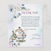 ブルーフローラティーパーティーブライダルシャワーサンキューカード (正面)