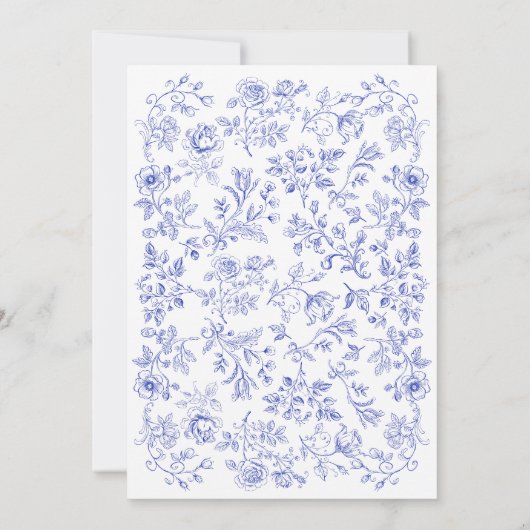 ブルーフローラティーパーティーブライダルシャワー 招待状 (裏面)