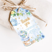 ブルーフローラティーパーティーベビーシャワーメッセージカード ギフトタグ