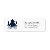 ブルーフローラティーポット差出人住所ラベル ラベル (正面)