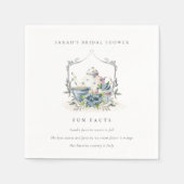 ブルーフローラティーポット茶おもしろいファクトブライダルシャワー スタンダードカクテルナプキン (正面)