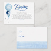 ブルーフローラディスプレイベビーシャワー 名刺 (正面/裏面)