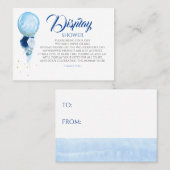 ブルーフローラディスプレイベビーシャワー 名刺 (正面/裏面)