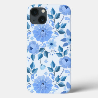 ブルーフローラデザインギフト娘 iPhone 13ケース
