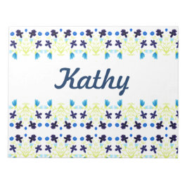 ブルーフローラデザイン ノートパッド