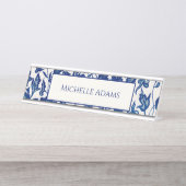 ブルーフローラデスク名プレート デスクネームプレート (正面)